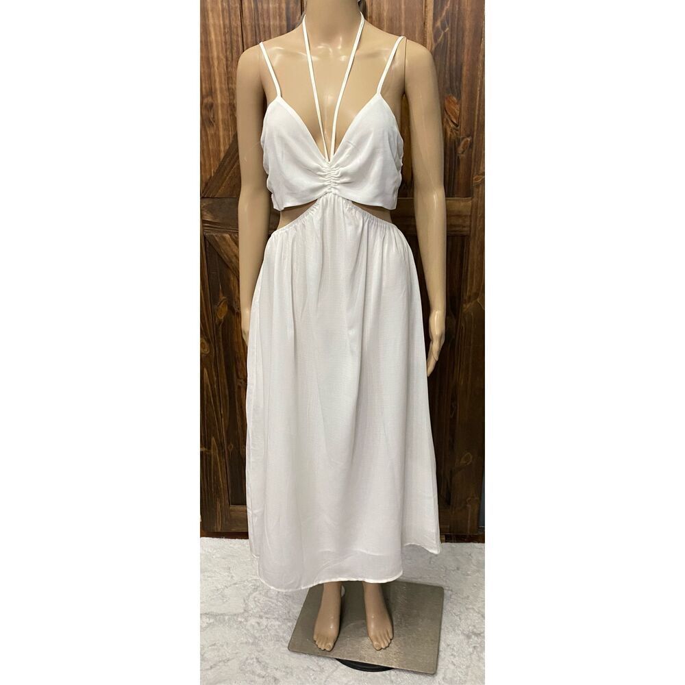 re:named Womens White Halter Summer Dress Sz Med